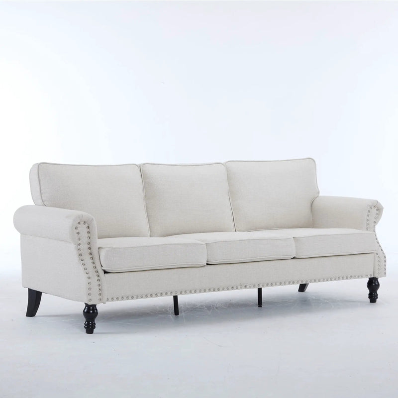 Rolled Arm Sofa With Nailhead Trim With Wooden Legs by Unique Piece Furniture
