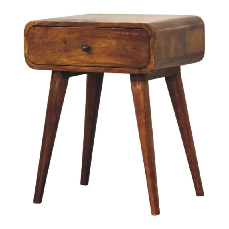 Avora Chestnut Nightstand with 1-Drawer, Nordic Legs by HouseOfZazla