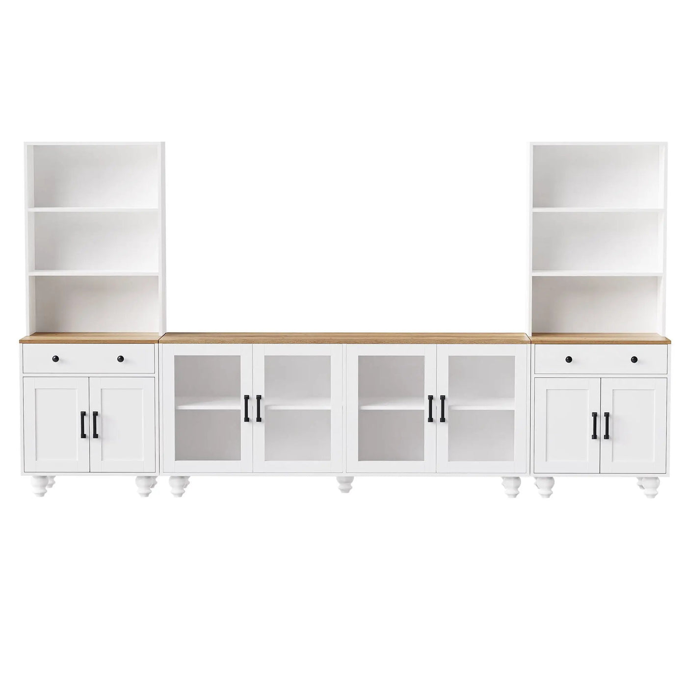 Farmhouse TV Stand With Solid Wood Gourd Shaped Legs For TVs Up To 70" by HouseOfZazla