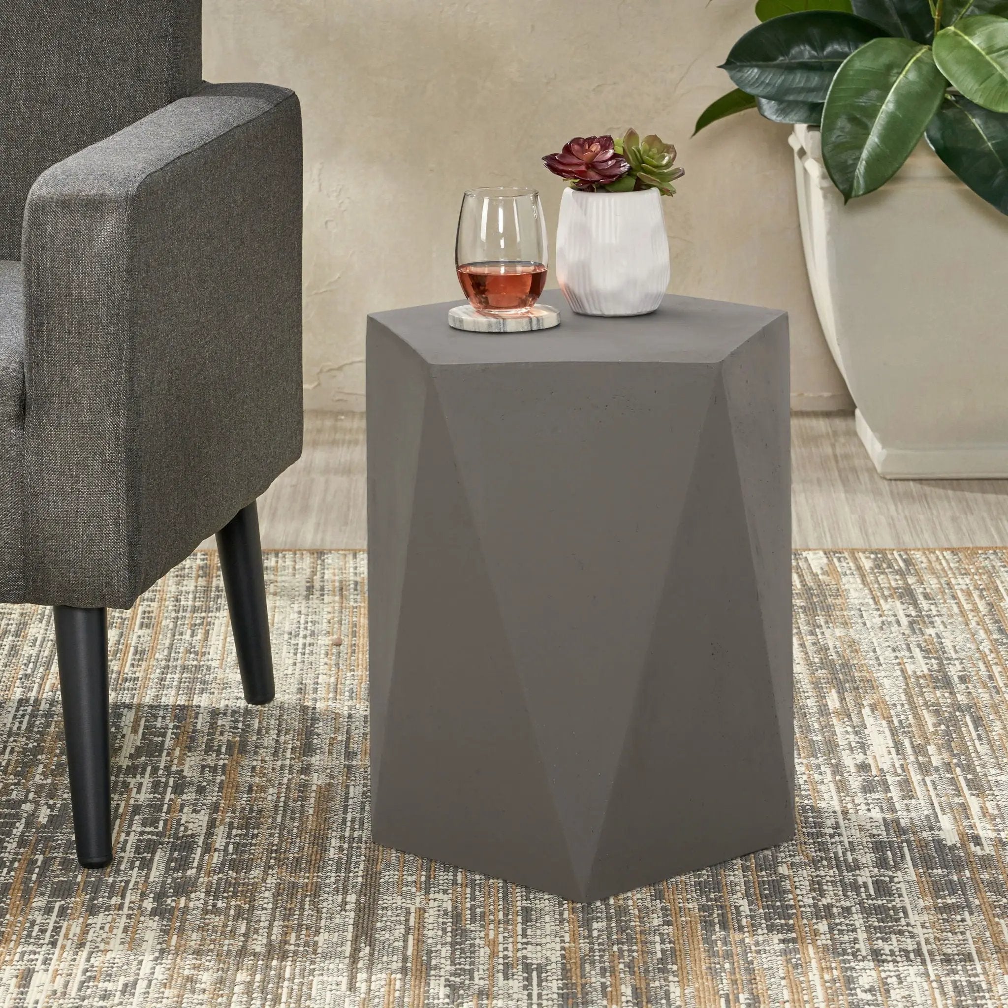 Side Table With Geometric Design by HouseOfZazla