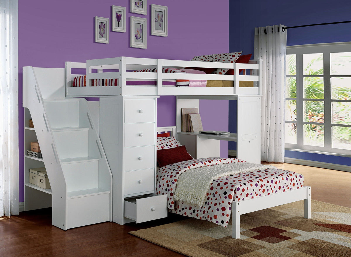 Freya Twin Loft Bed with Storage - White, photo 2 of 4