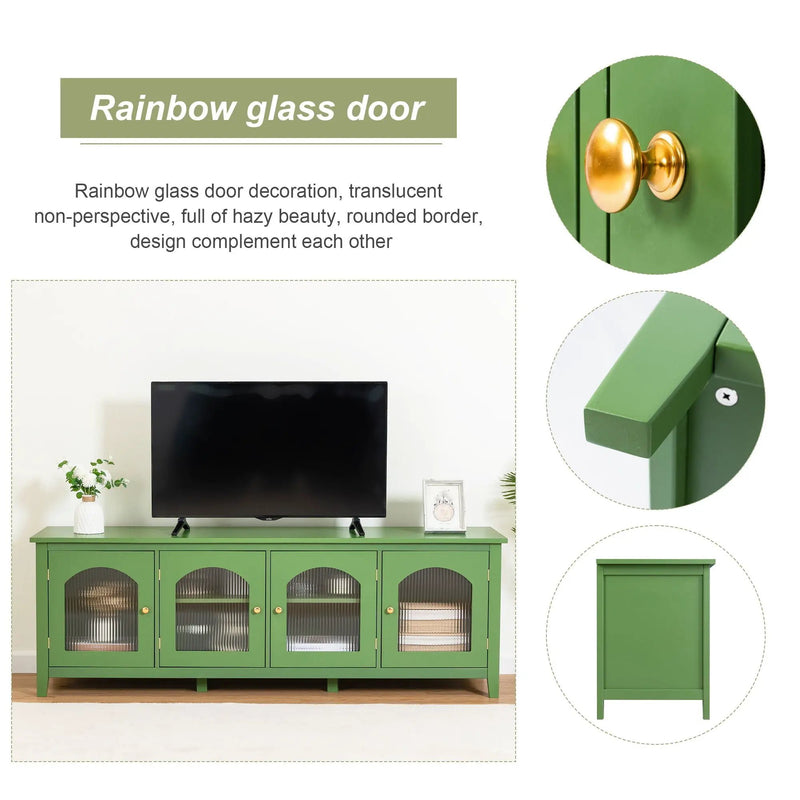 StylishTVcabinet Entertainment CenterTV Stand, TVconsoletable, Media Console, Solidwood Frame, Changhong Glass Door, Metal Handle by Unique Piece Furniture