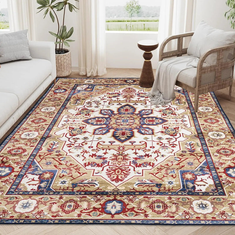 Vintage Bohemia Large Persian Non-slip Washable Area Rug by HouseOfZazla
