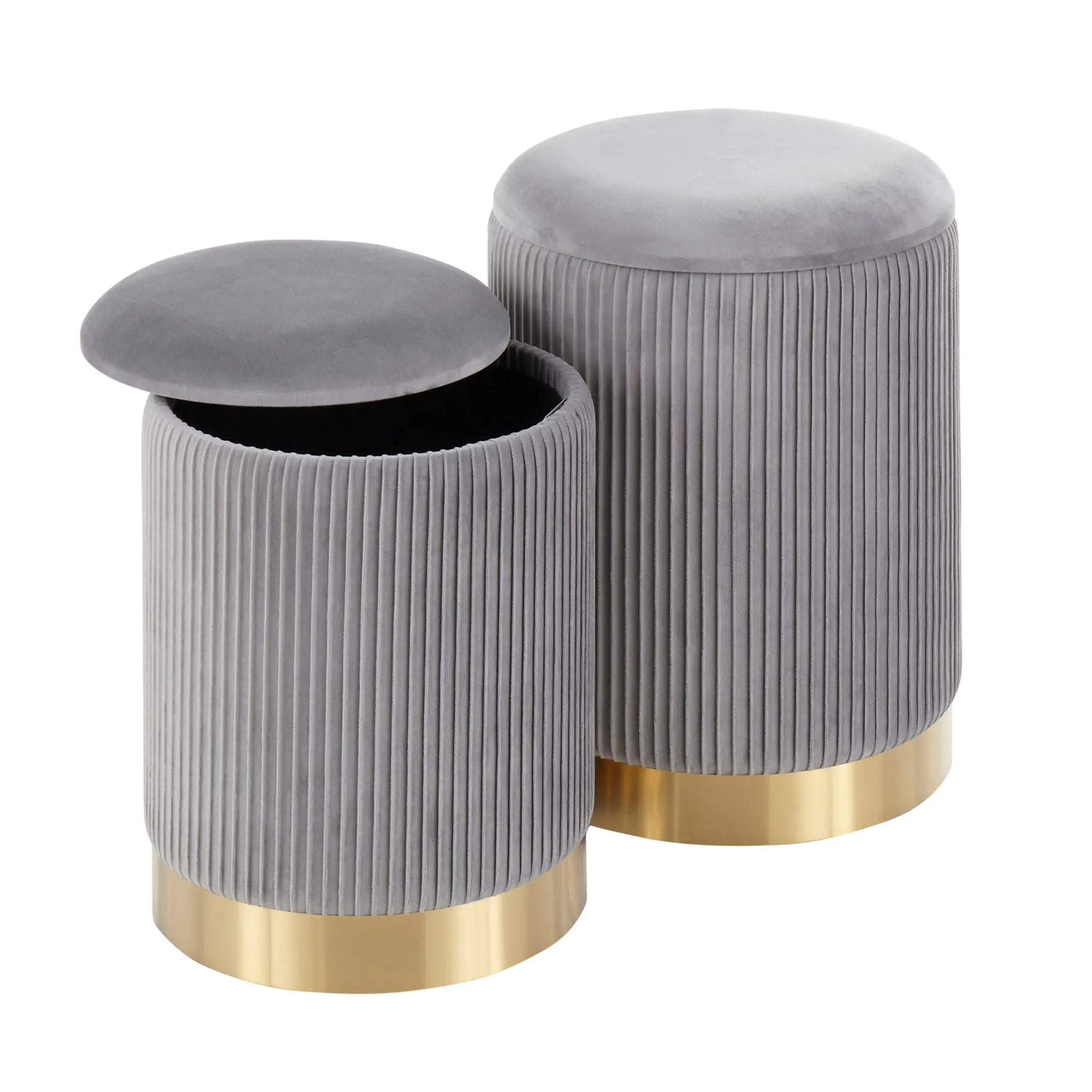 Marla - Contemporary Nesting Pleated Ottoman Set by Unique Piece Furniture