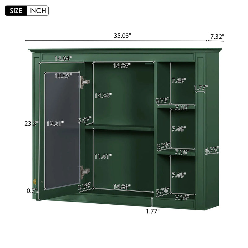 Wall Mounted Medicine Cabinet With Mirror, Storage Cabinet Featuring 6 Open Shelves And Adjustable Interior by Unique Piece Furniture