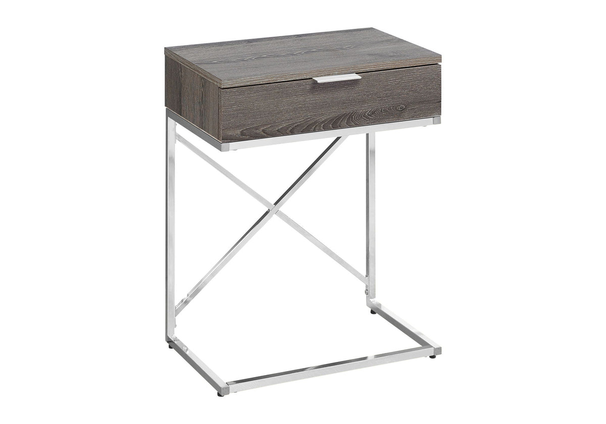 Accent Side Table with Storage Drawer – Modern Wood & Metal - Taupe, photo 4 of 4