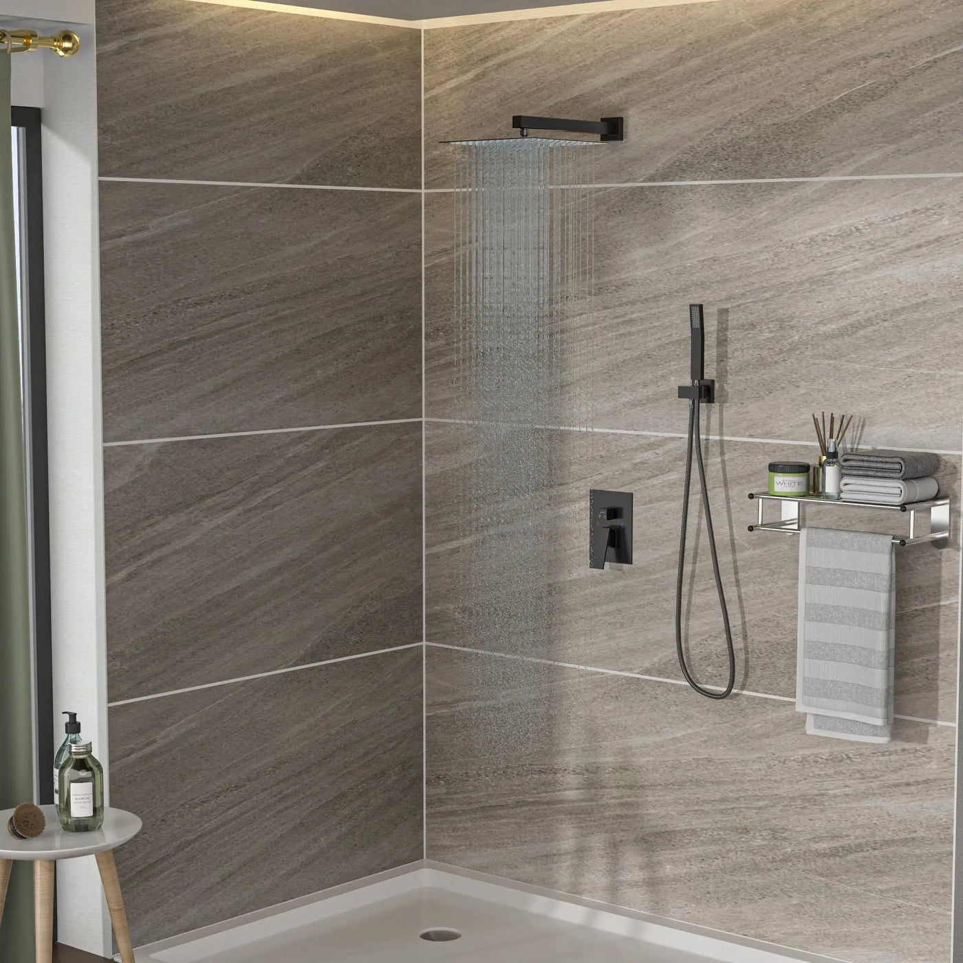 Dual Shower Head 10" Wall Mounted Square Shower System by HouseOfZazla