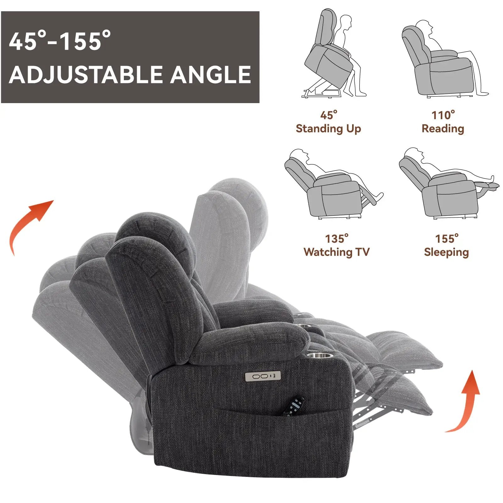 Chenille Power Lift Recliner Chair by HouseOfZazla