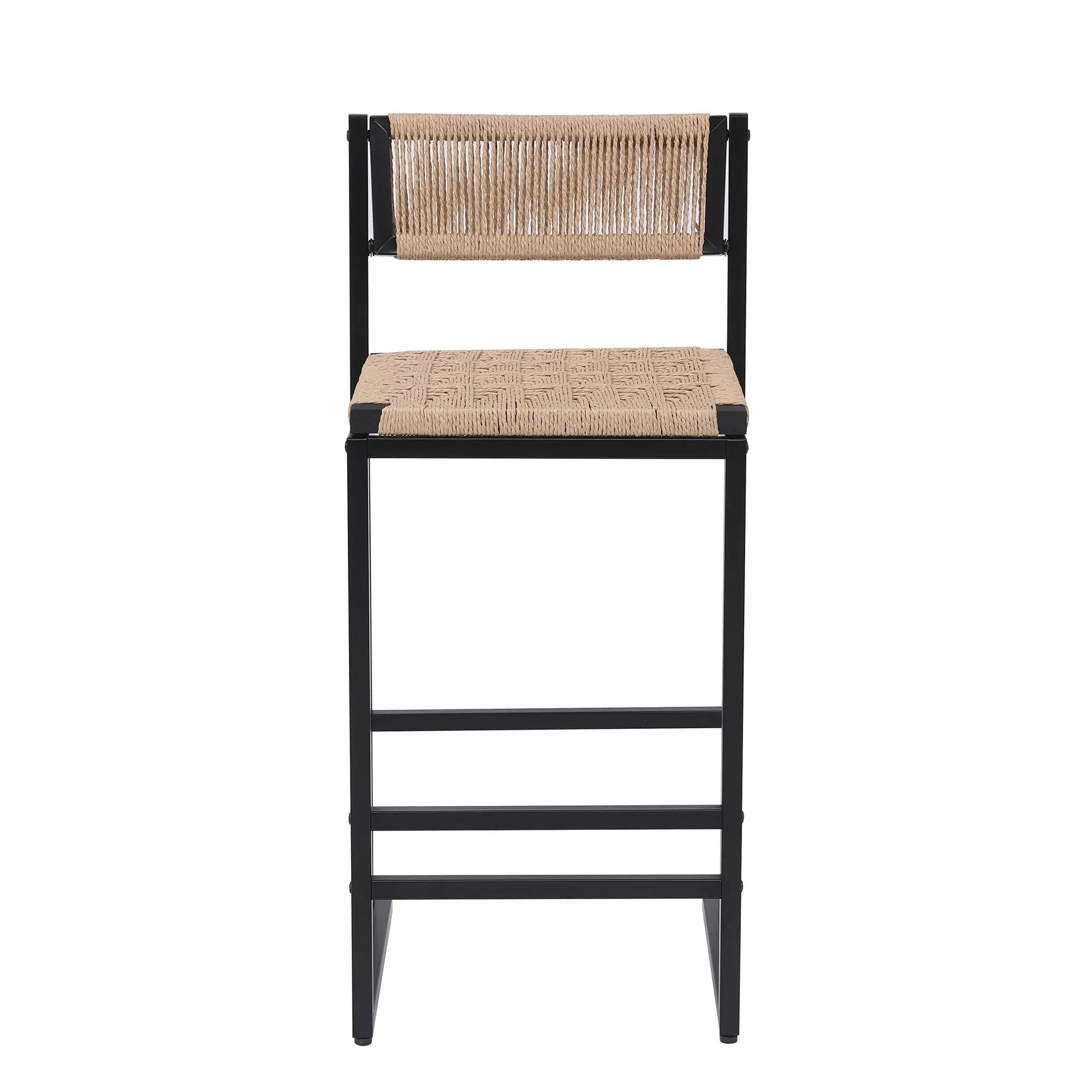 Kitchen Bar Stools with Footrest Set of 2 Paper Rope Weave Dining Chairs by HouseOfZazla