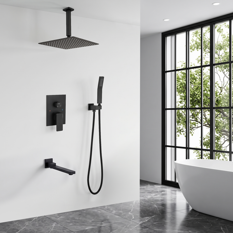 Shower System with Tub Spout and 12 Inch Shower Head by HouseOfZazla
