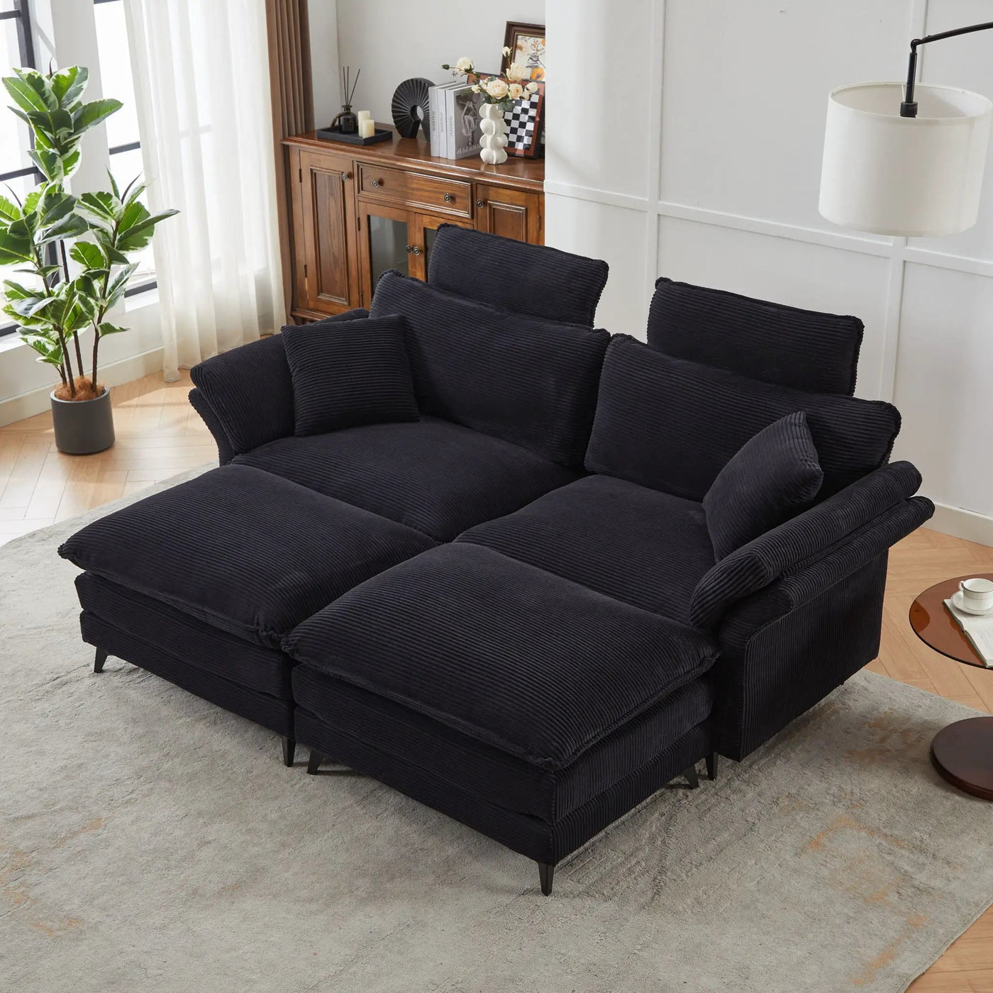 Modern Deep Seat Sectional Sofa With Ottoman by Unique Piece Furniture
