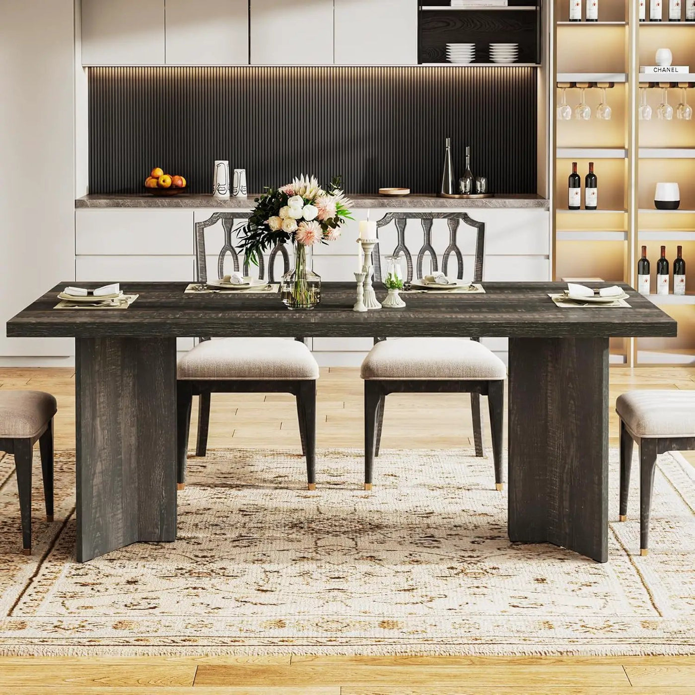 Dining Table For 4 - 6 People, Kitchen Table With Thick Top by HouseOfZazla