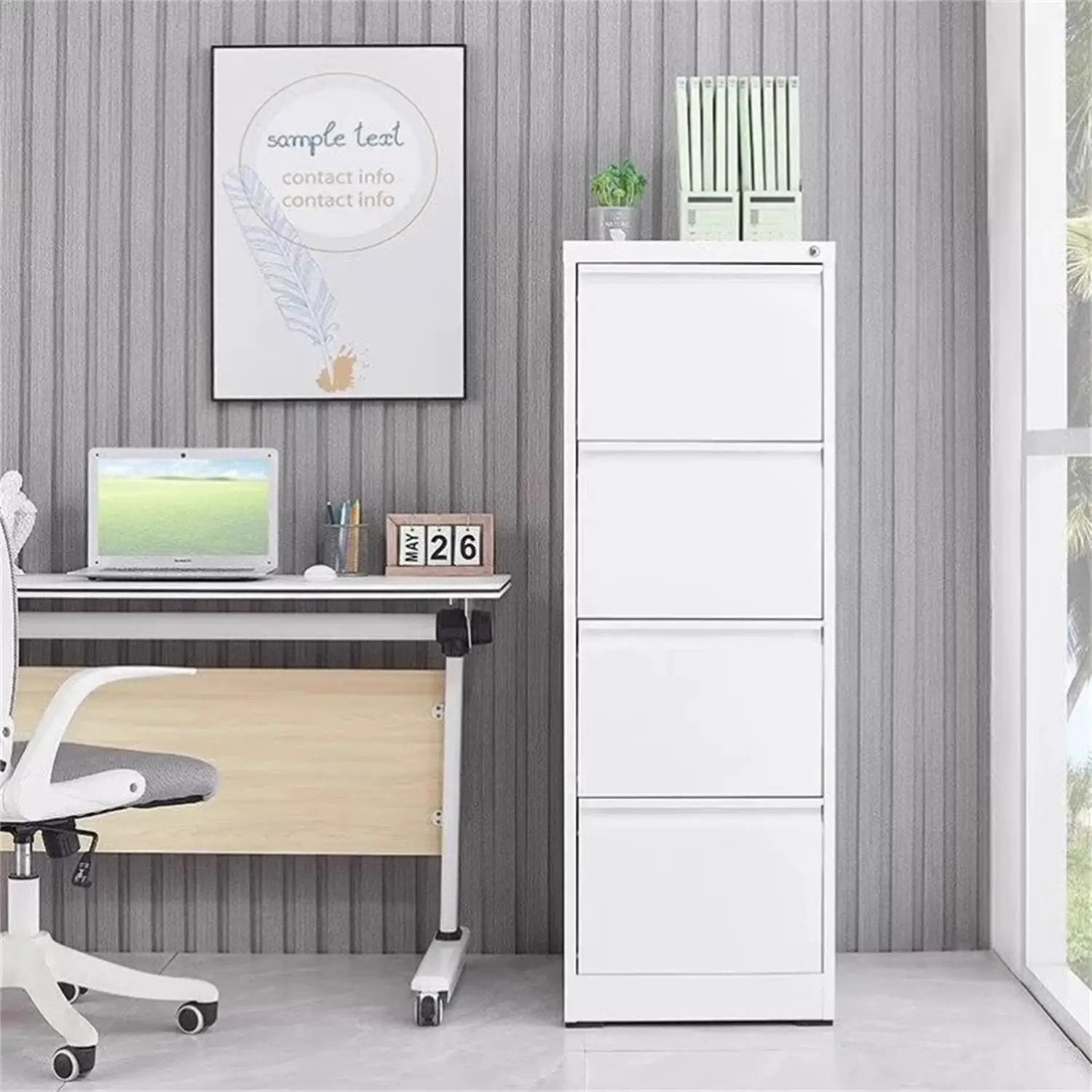 Durable Metal 3 Drawer File Cabinet With Lock For Office Storage by HouseOfZazla