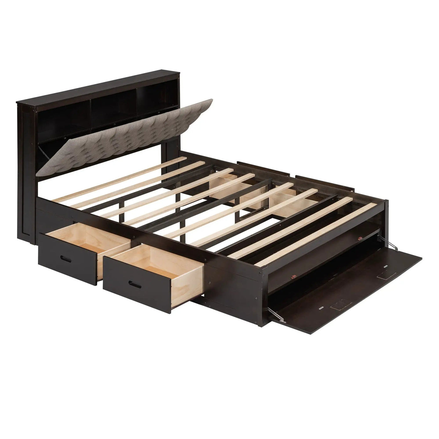 Platform Bed With Storage Headboard, Shoe Rack And 4 Drawers by HouseOfZazla