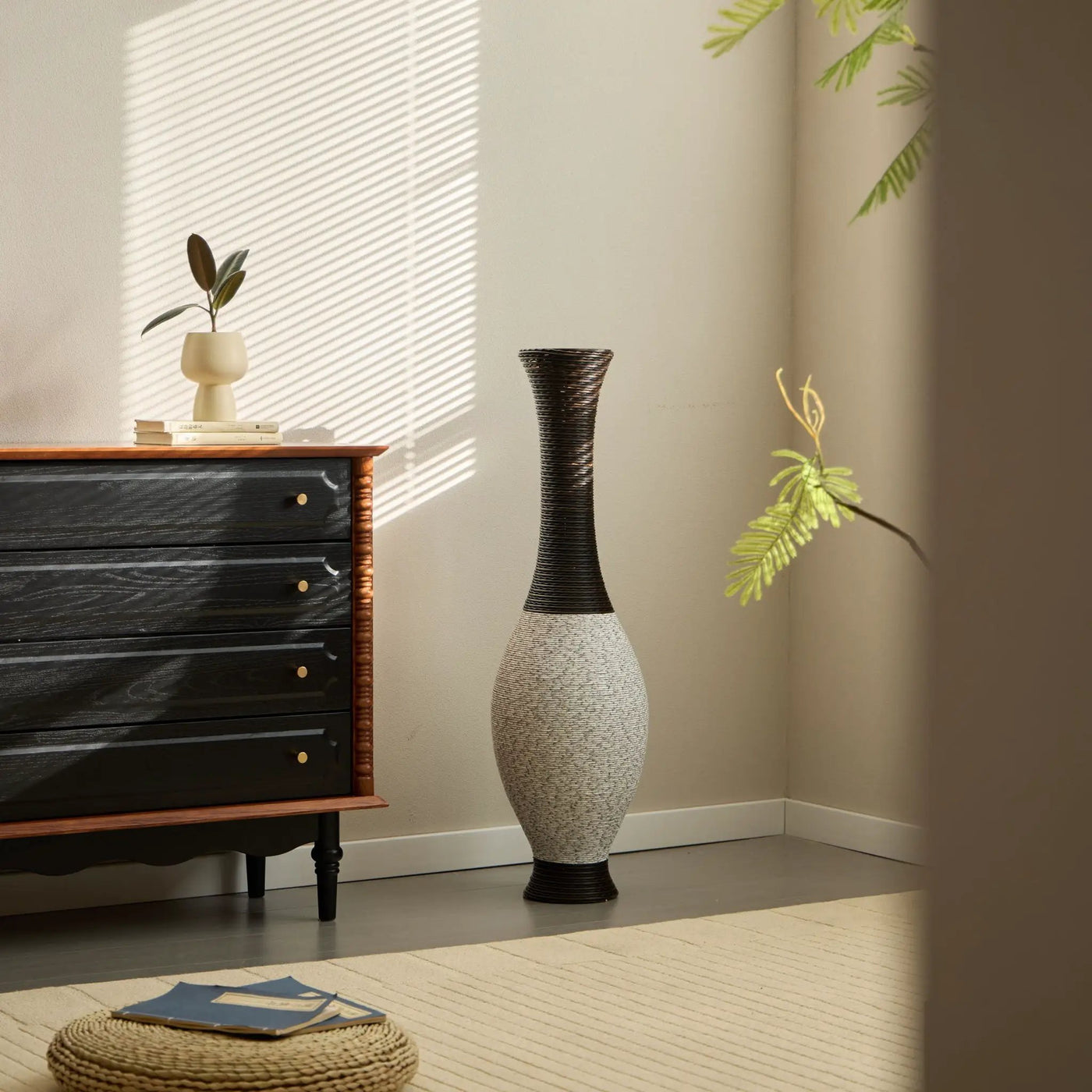 Tall Designer Floor Vase With Elegant 2 Tone by HouseOfZazla