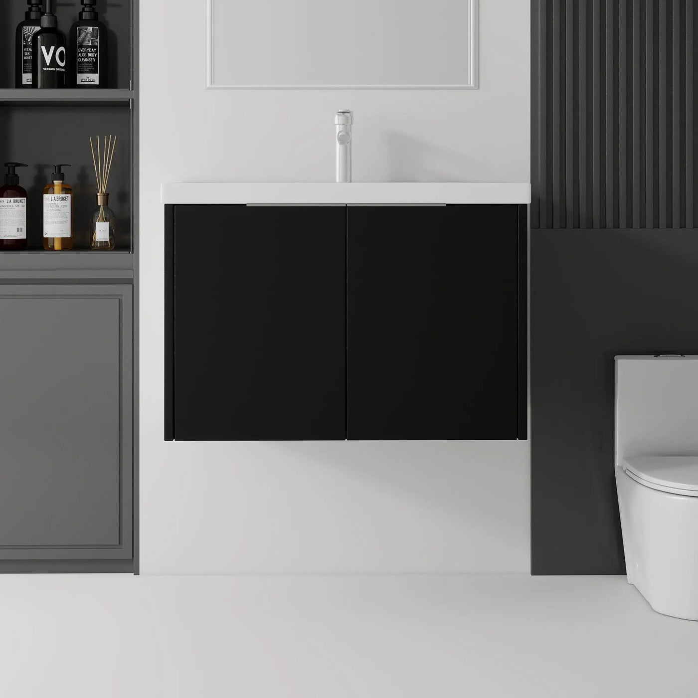 36 Inch Floating Bathroom Vanity with Sink, Soft-Close Door, Ceramic Sink, Plywood by HouseOfZazla