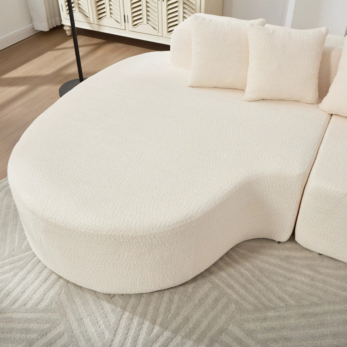 110.2'' Curved Sectional Sofa with 5 Pillows - Ivory by HouseOfZazla