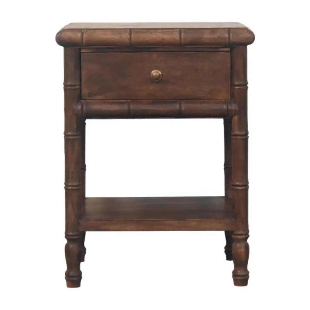 Solid Wood Bamboo Carved Bedside Table by HouseOfZazla
