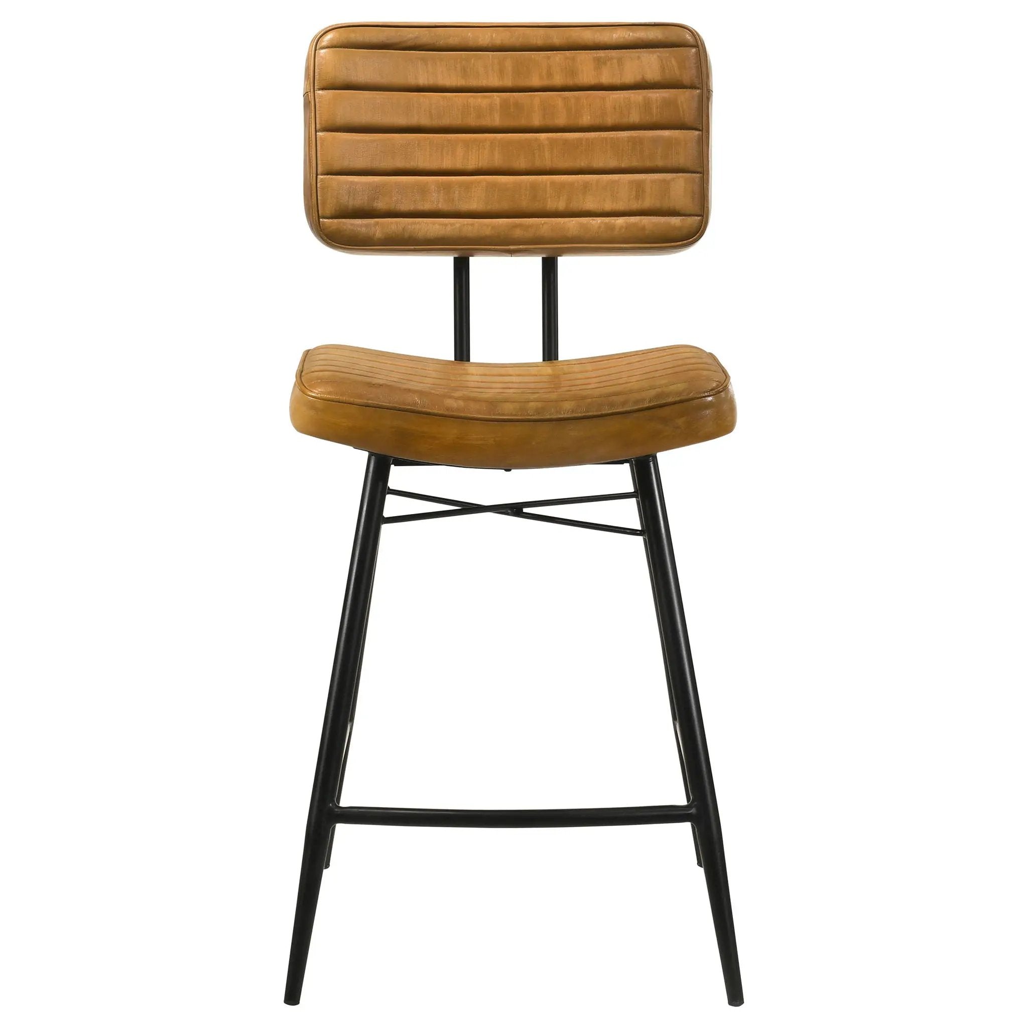 Partridge Leather Counter Chair Antique Camel (Set of 2) by Unique Piece Furniture