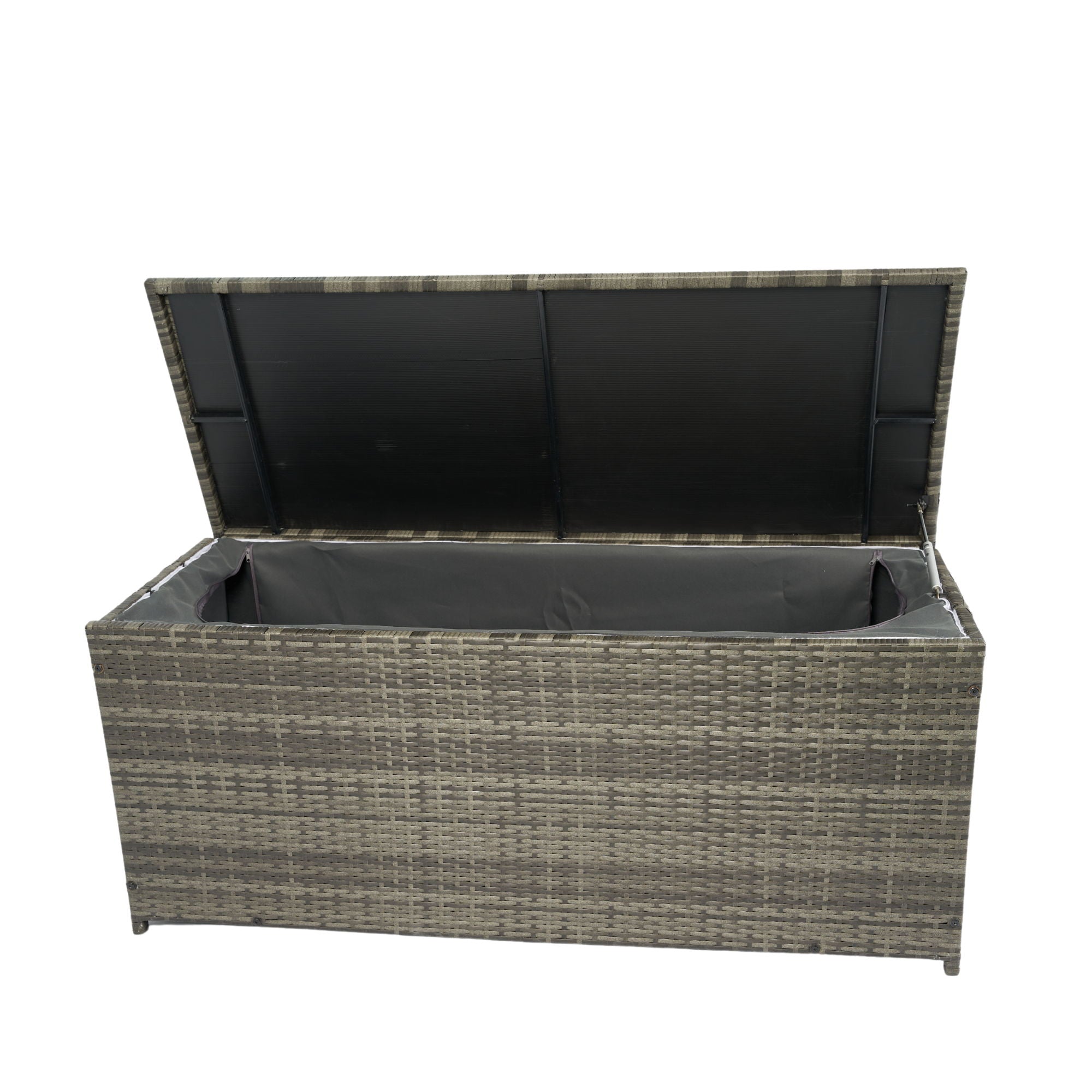 Outdoor Storage Box, Wicker Patio Deck Boxes With Lid, Outdoor Cushion Storage For Kids Toys, Pillows, Towel, Wicker by HouseOfZazla