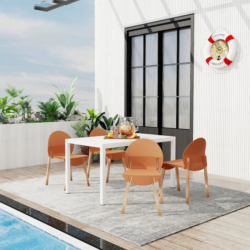 4 Piece Set Of Single Chairs With Long Table by Unique Piece Furniture