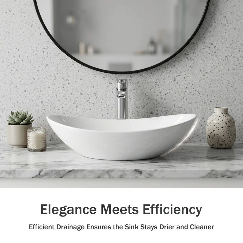 White Oval Ceramic Vessel Sink by HouseOfZazla