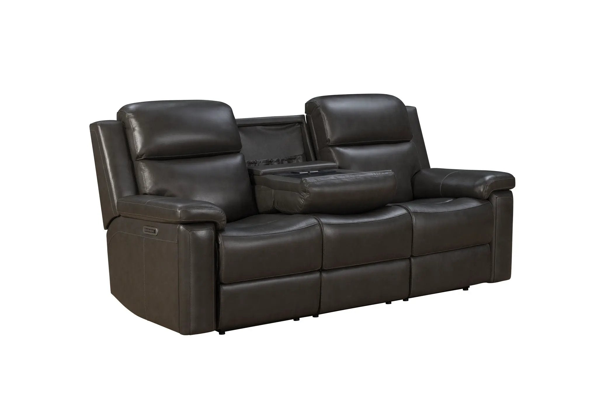 Leon - Power Sofa Recliner With Power Headrest, Power Lumbar, Heat And Massage (Dropdown Table With Smart Tabletop Control) - Smokey Gray by Unique Piece Furniture