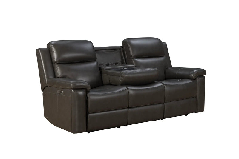 Leon - Power Sofa Recliner With Power Headrest, Power Lumbar, Heat And Massage (Dropdown Table With Smart Tabletop Control) - Smokey Gray by Unique Piece Furniture