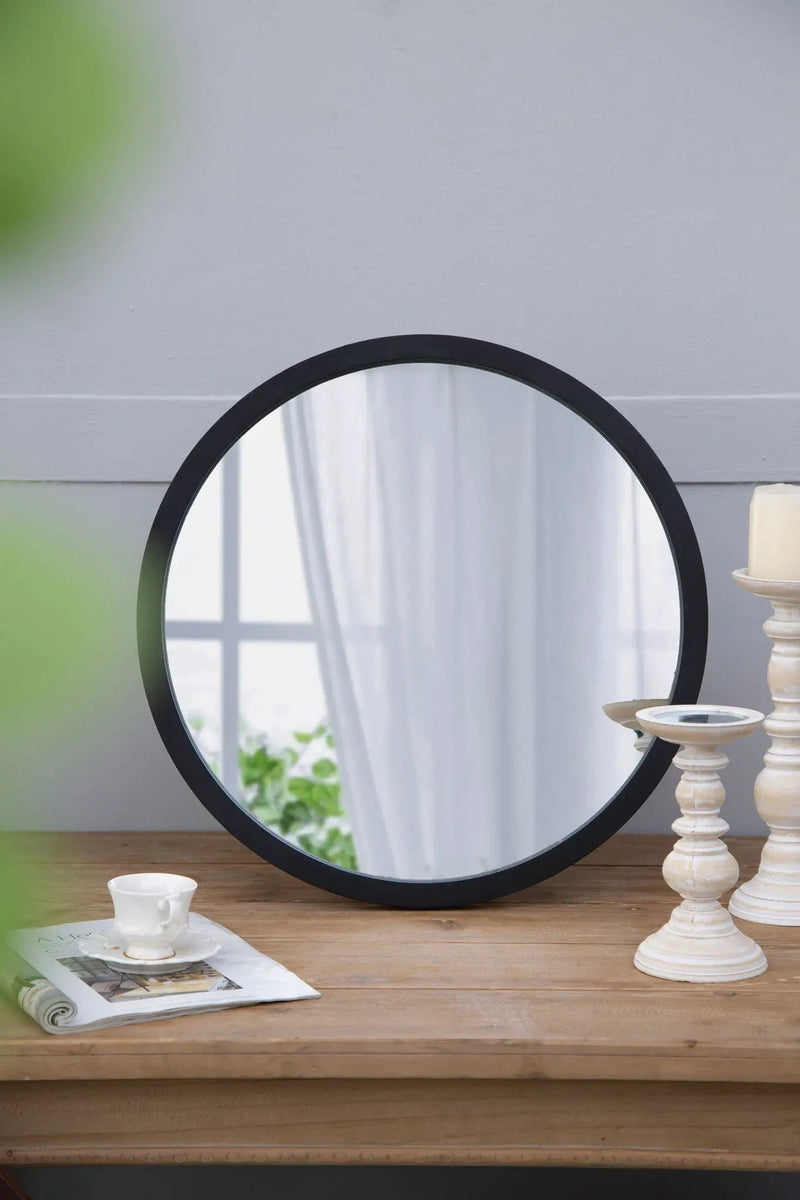 Circle Wall Mirror With Wooden Frame for Living Room by HouseOfZazla