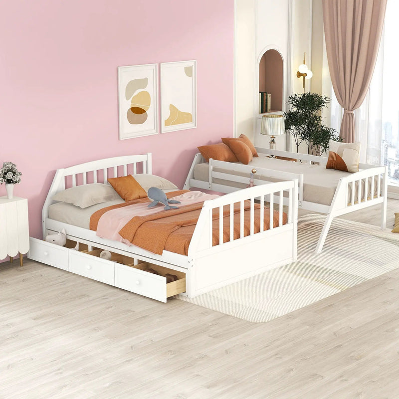Bunk Bed With Drawers, Ladder And Storage Staircase by HouseOfZazla