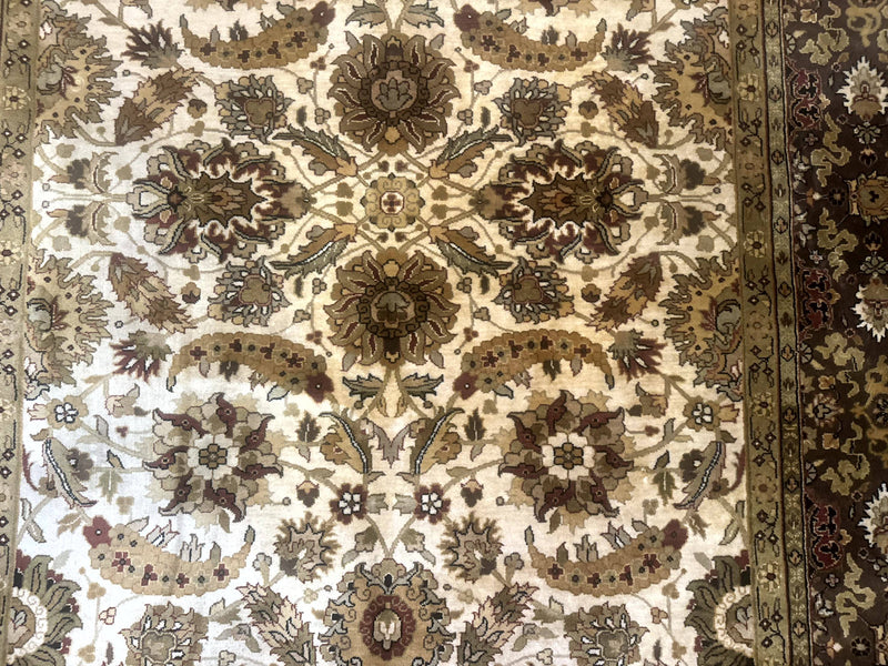 Indo Persian Mahal Rug 8x10, Floral Traditional Wool Oriental Carpet by Jewel Rugs