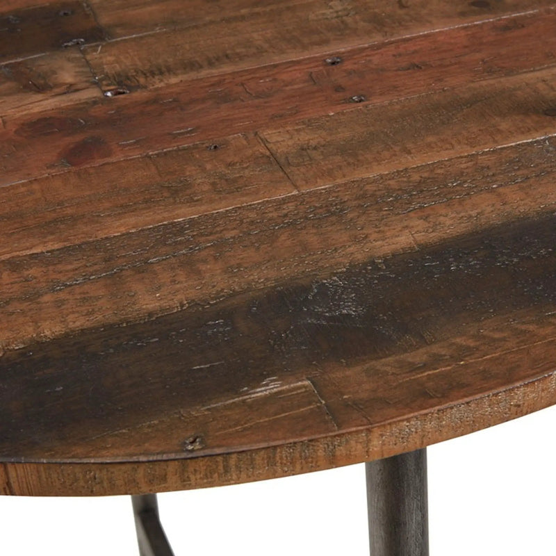 Renu - Round Bar Table With Industrial Charm - Light Brown by HouseOfZazla