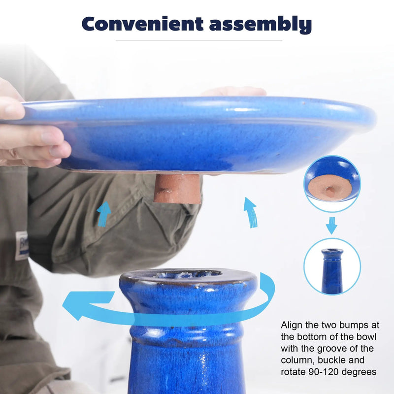 Ceramic Pedestal Bird Bath for Outdoor Garden by HouseOfZazla