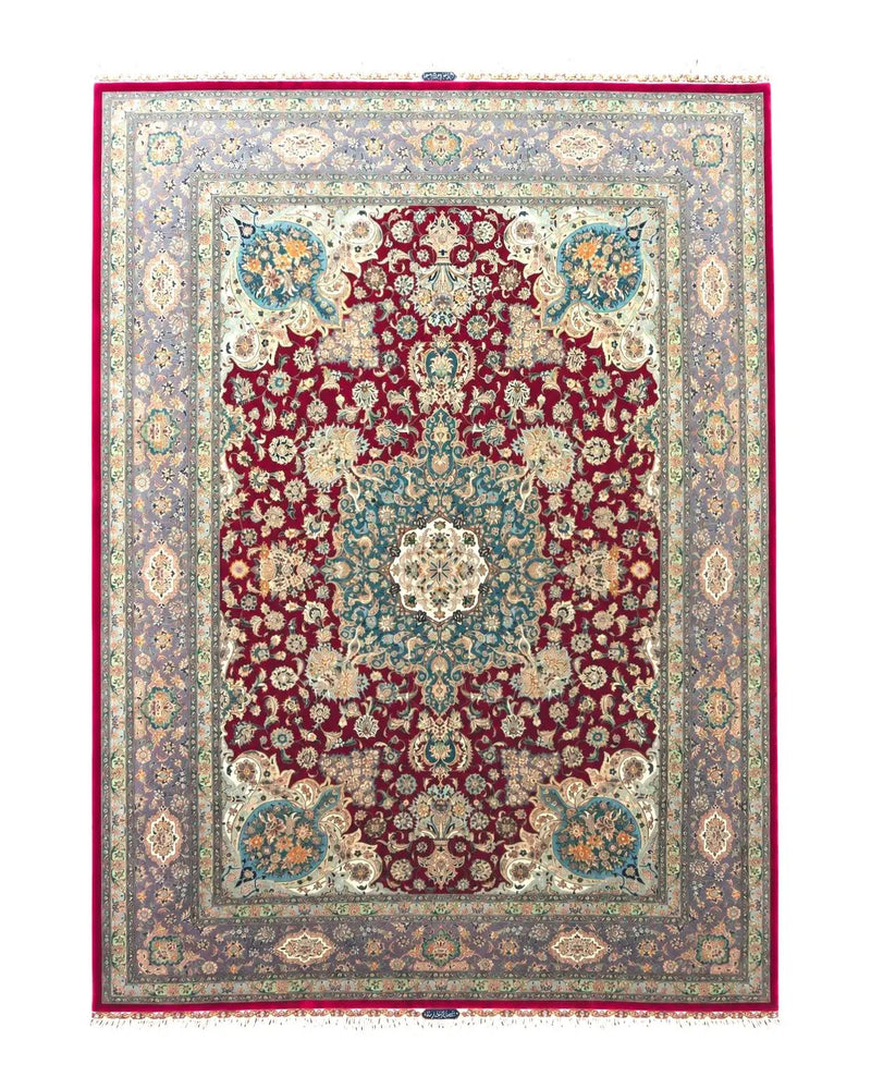 Stunning Persian Tabriz Rug 5x7, Signed by Masterweaver, Maroon, Floral Medallion, Ultra Fine 70 Raj 625 KPSI, Kork Wool Silk Foundation, Handmade by Jewel Rugs