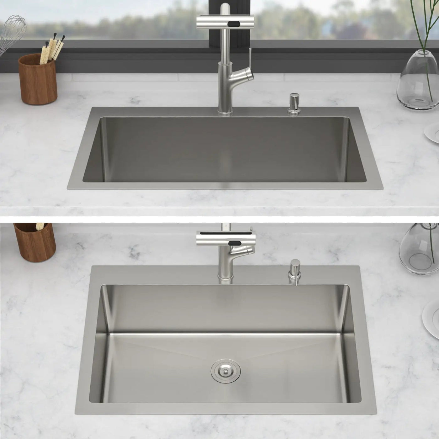 Drop-In Kitchen Sink With Pull-Out Faucet And Soap Dispenser by HouseOfZazla