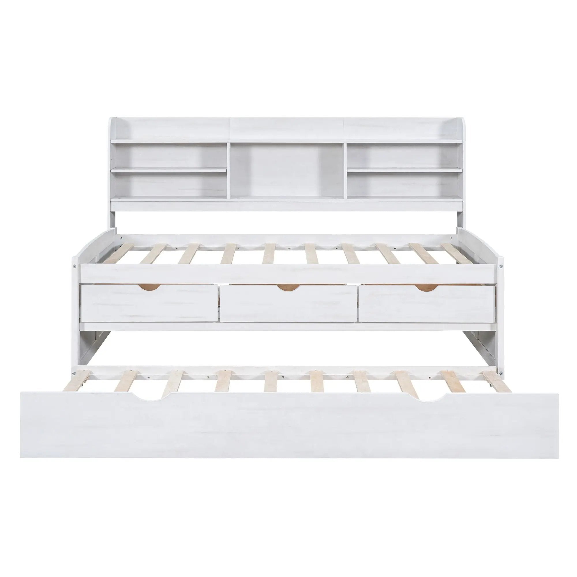 Captain Bed With Built In Bookshelves, 3 Storage Drawers, And Trundle by HouseOfZazla