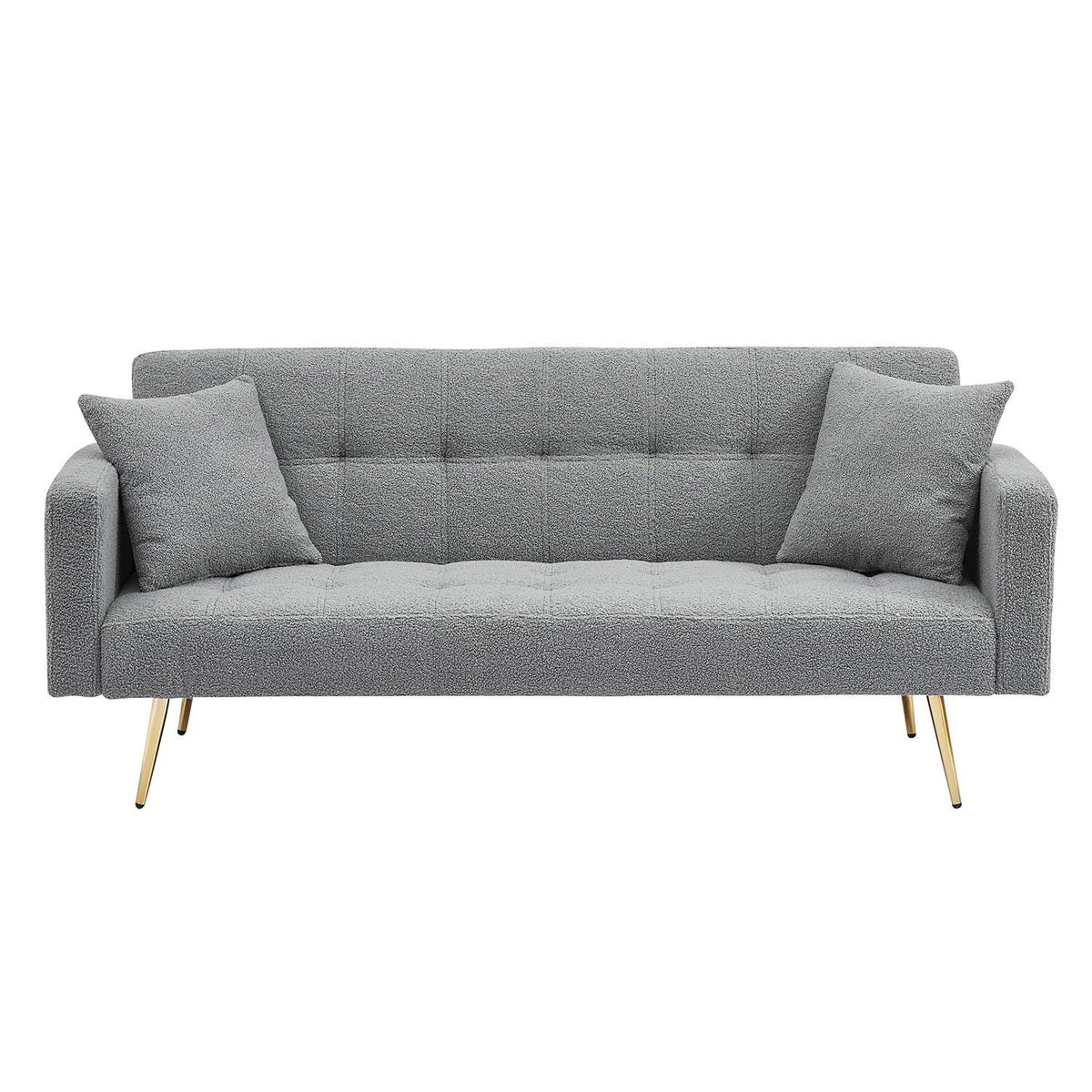 Teddy Fleece Futon Sofa Bed with Plush Throw Pillows - Multiple Colors, photo 3 of 13