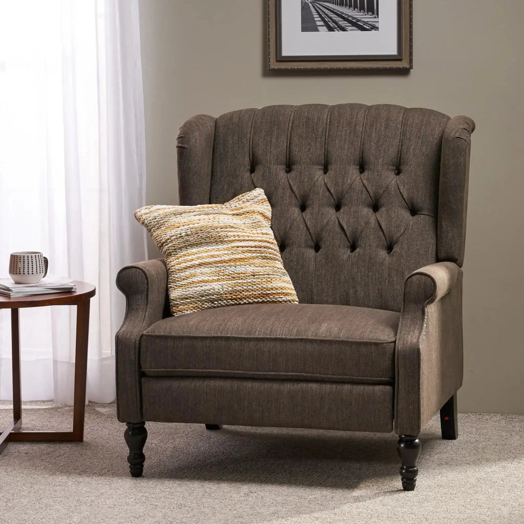 Dunham Contemporary Fabric Tufted Oversized Pushback Recliner by HouseOfZazla