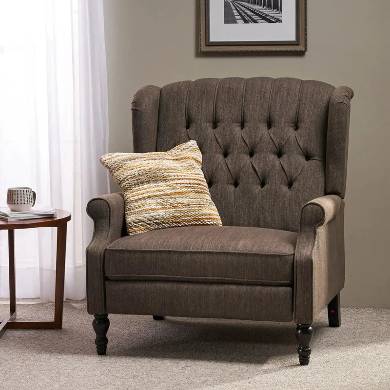 Dunham Contemporary Fabric Tufted Oversized Pushback Recliner by HouseOfZazla