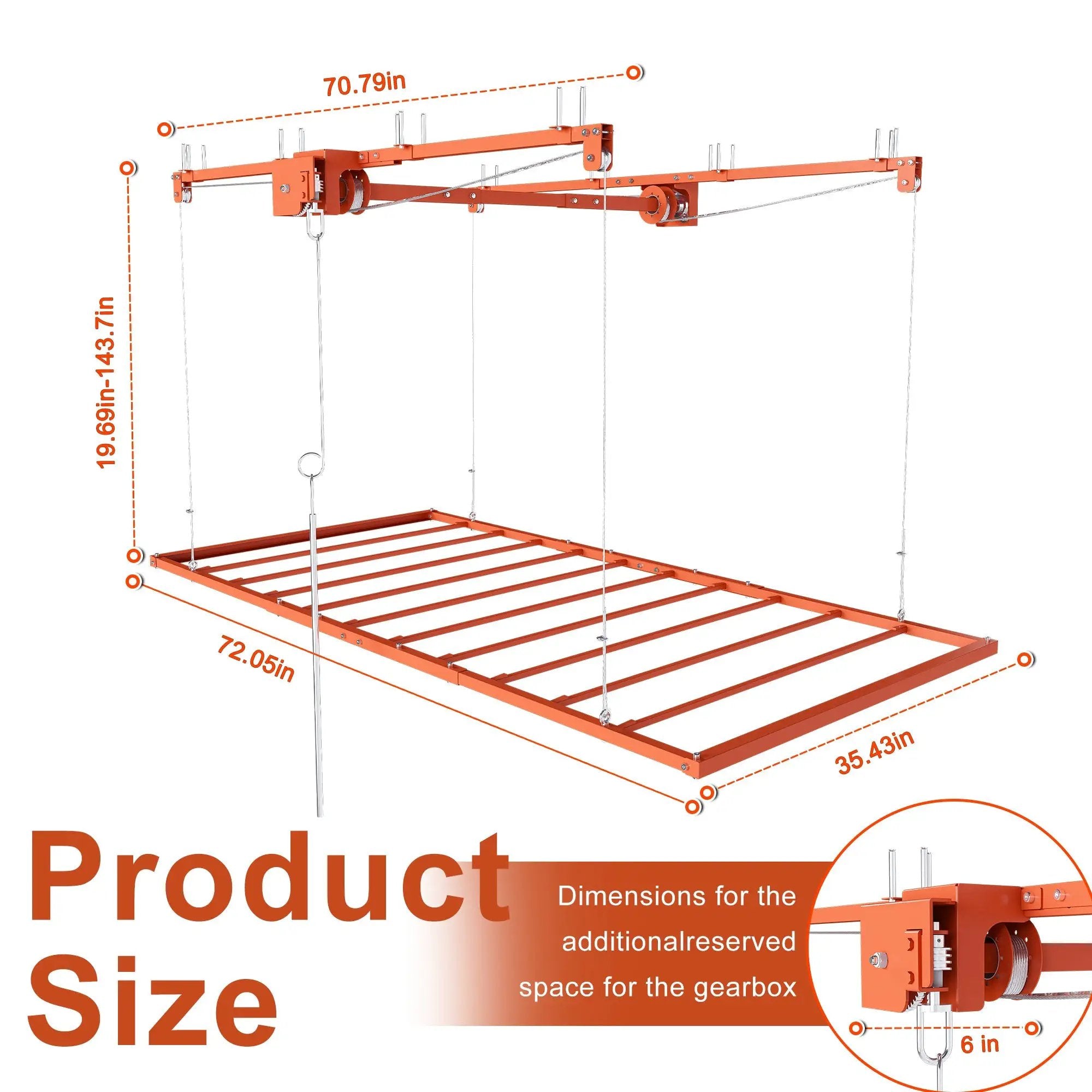 Orange Overhead Garage Storage Rack 3x6 FT by HouseOfZazla