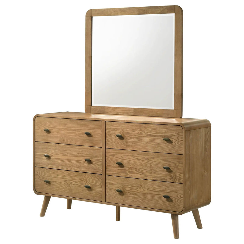 Robyn 6-drawer Bedroom Dresser and Mirror Light Ash by Unique Piece Furniture