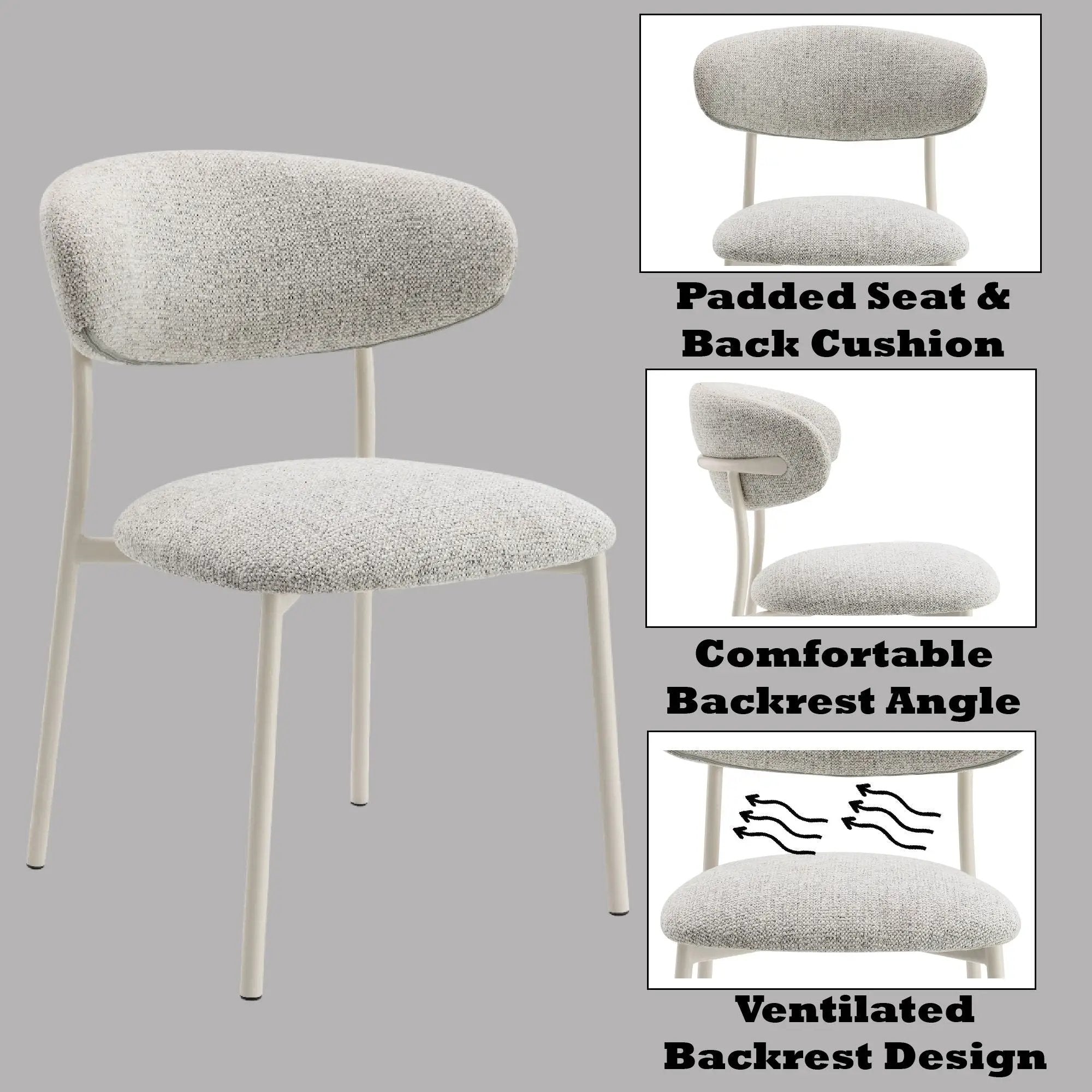 Kalam - Fabric Side Chair (Set of 2) - Light Gray by HouseOfZazla