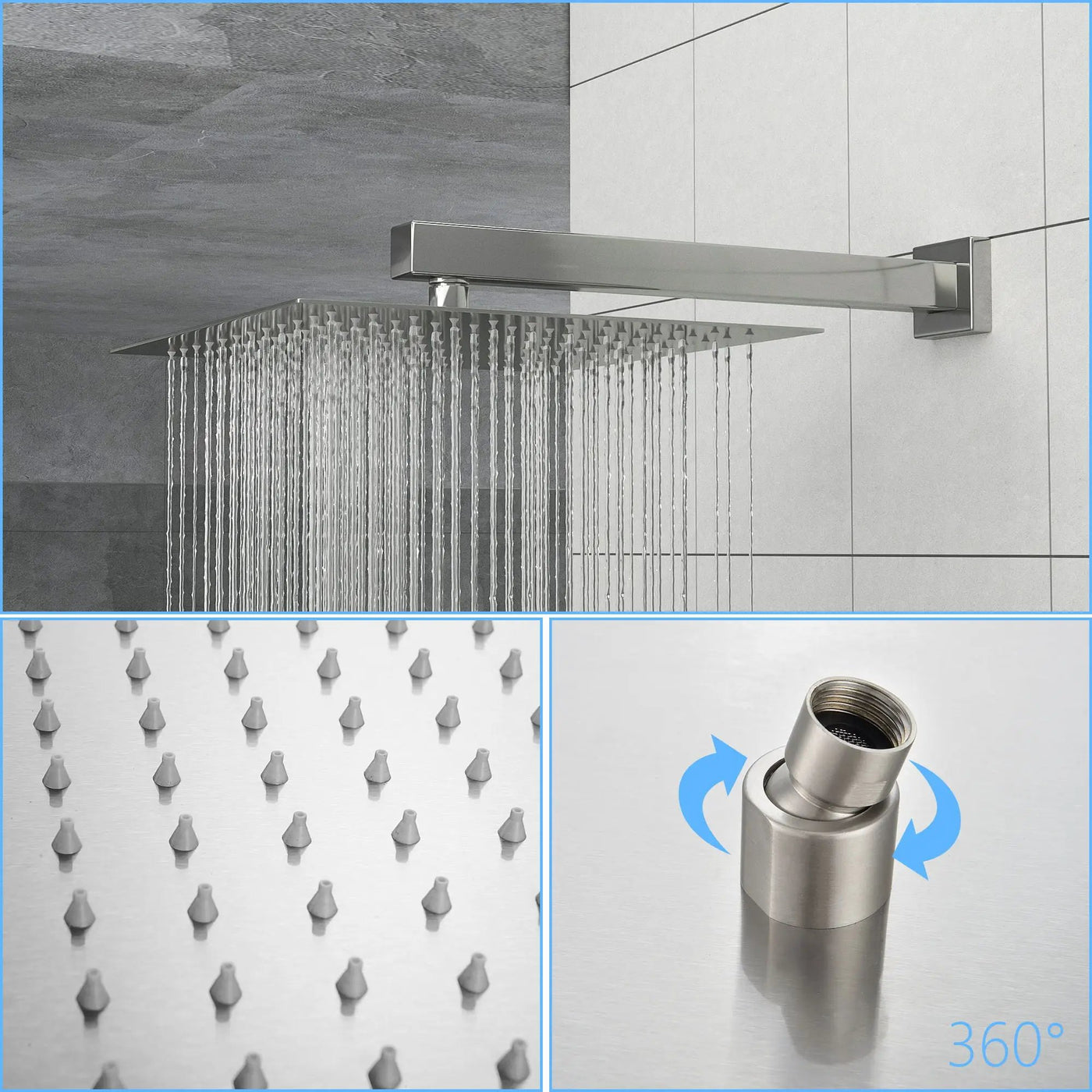 Dual Shower Head 10" Wall Mounted Square Shower System by HouseOfZazla
