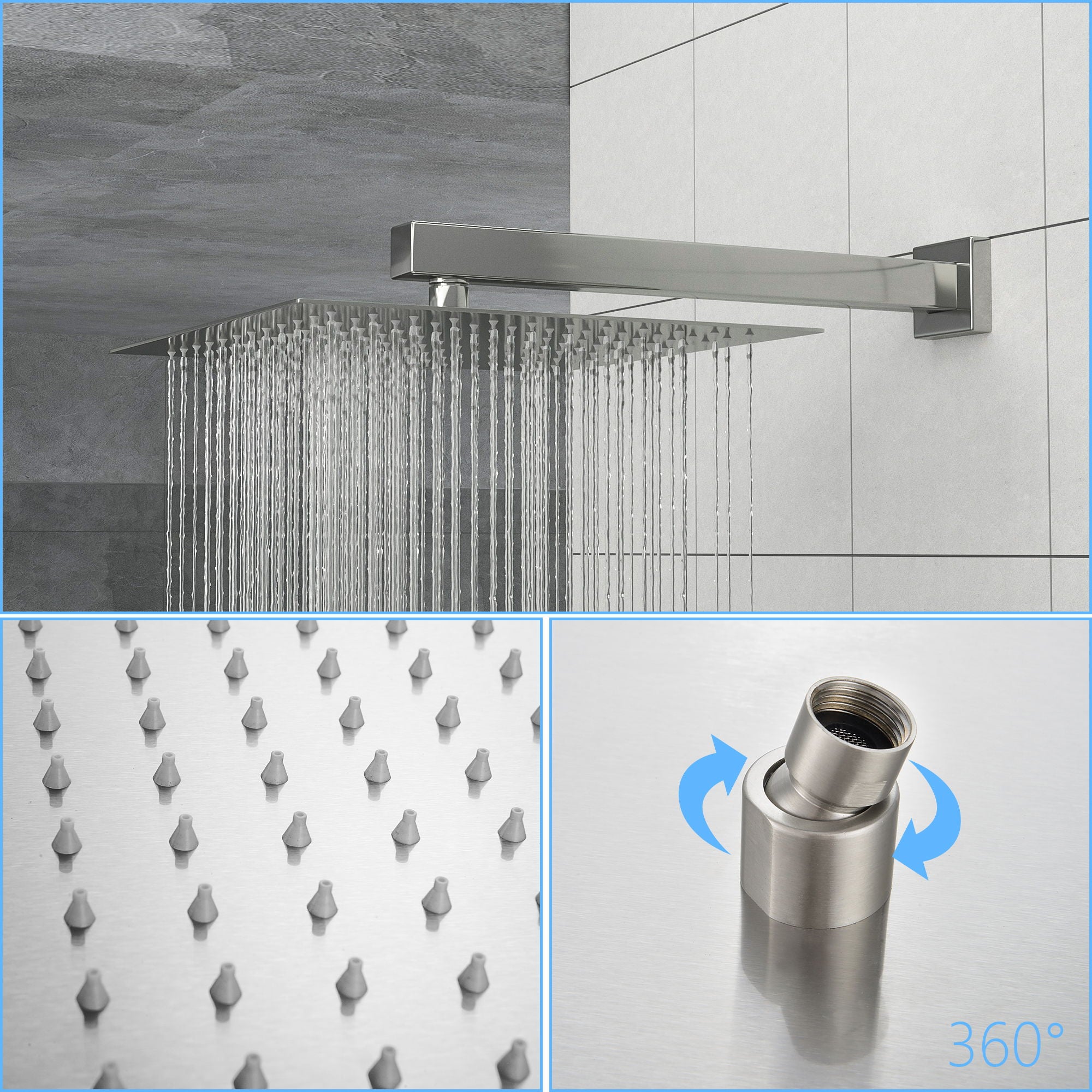Dual Shower Head 10" Wall Mounted Square Shower System by HouseOfZazla