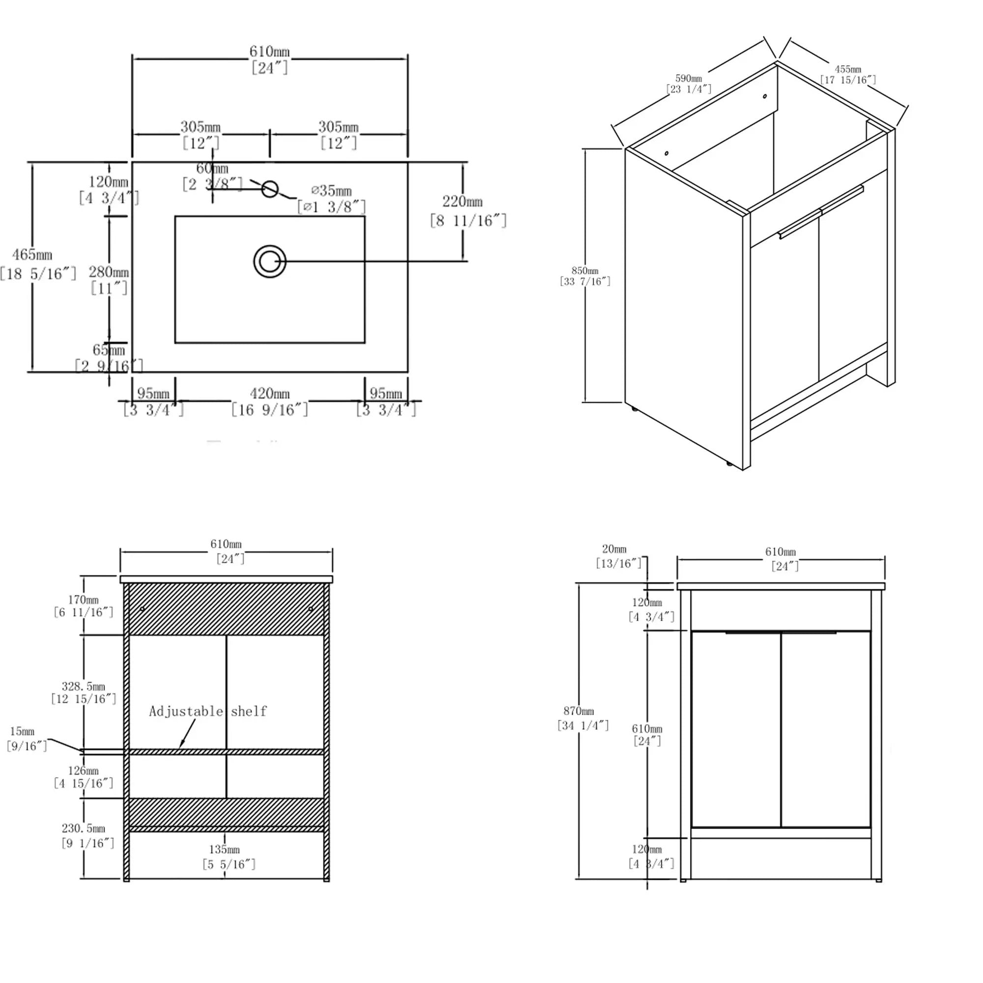 24 Inch Floating Bathroom Vanity with Ceramic Sink and Soft-Close Door by HouseOfZazla