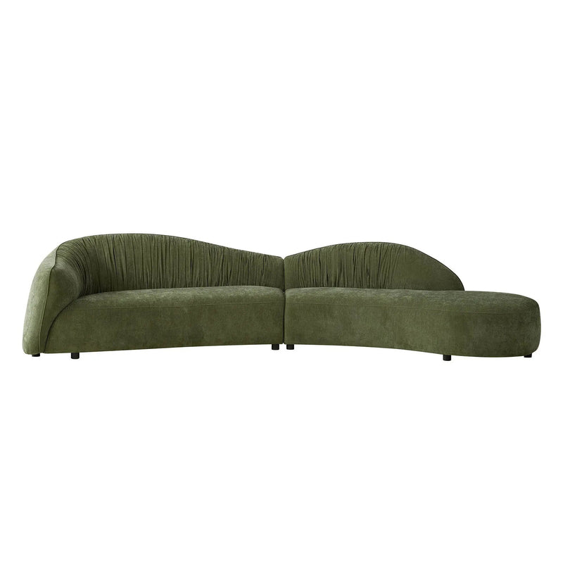 145.67" Mid-Century Upholstered Comfy Couch with Facing Chaise Right by HouseOfZazla