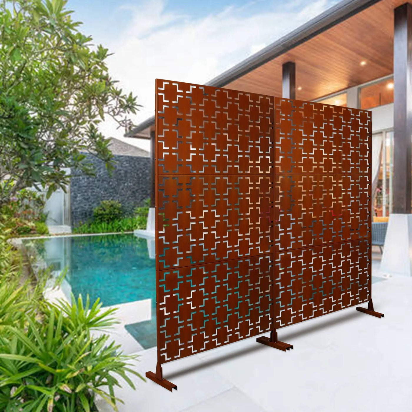 Outdoor & Indoor Metal Privacy Freestanding Decorative Screen by HouseOfZazla