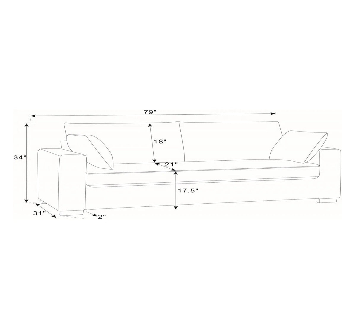 Upholstered Sofa with Toss Pillows – Corduroy, photo 3 of 3