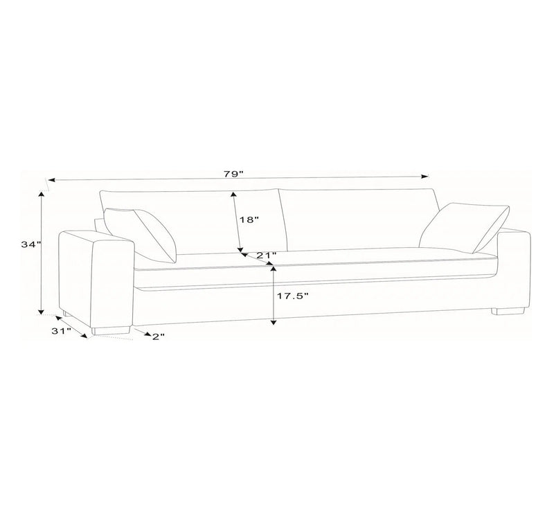Upholstered Sofa with Toss Pillows – Corduroy, photo 3 of 3