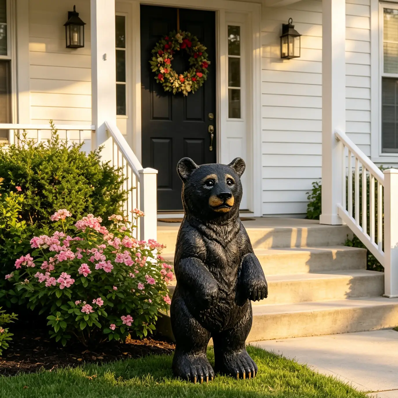 19.69" Weather Resistant Resin Standing Black Bear Sculpture by HouseOfZazla